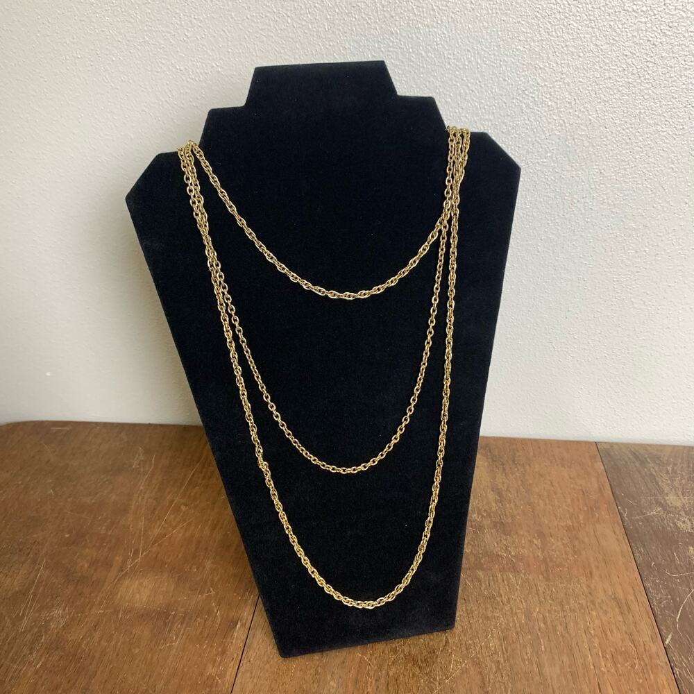 Vintage 80s 90s classic‎ gold tone triple layered chain link necklace